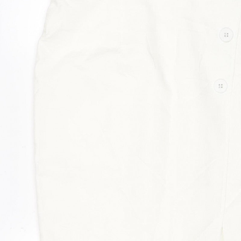 M&S Women White UK 14 Knee Length Wrap Button Skirt