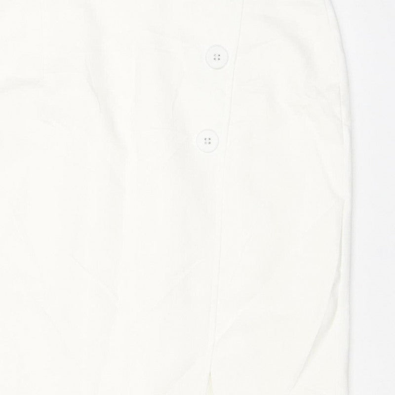 M&S Women White UK 14 Knee Length Wrap Button Skirt