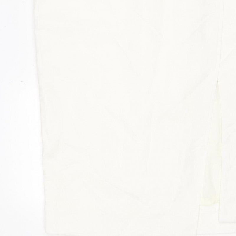 M&S Women White UK 14 Knee Length Wrap Button Skirt