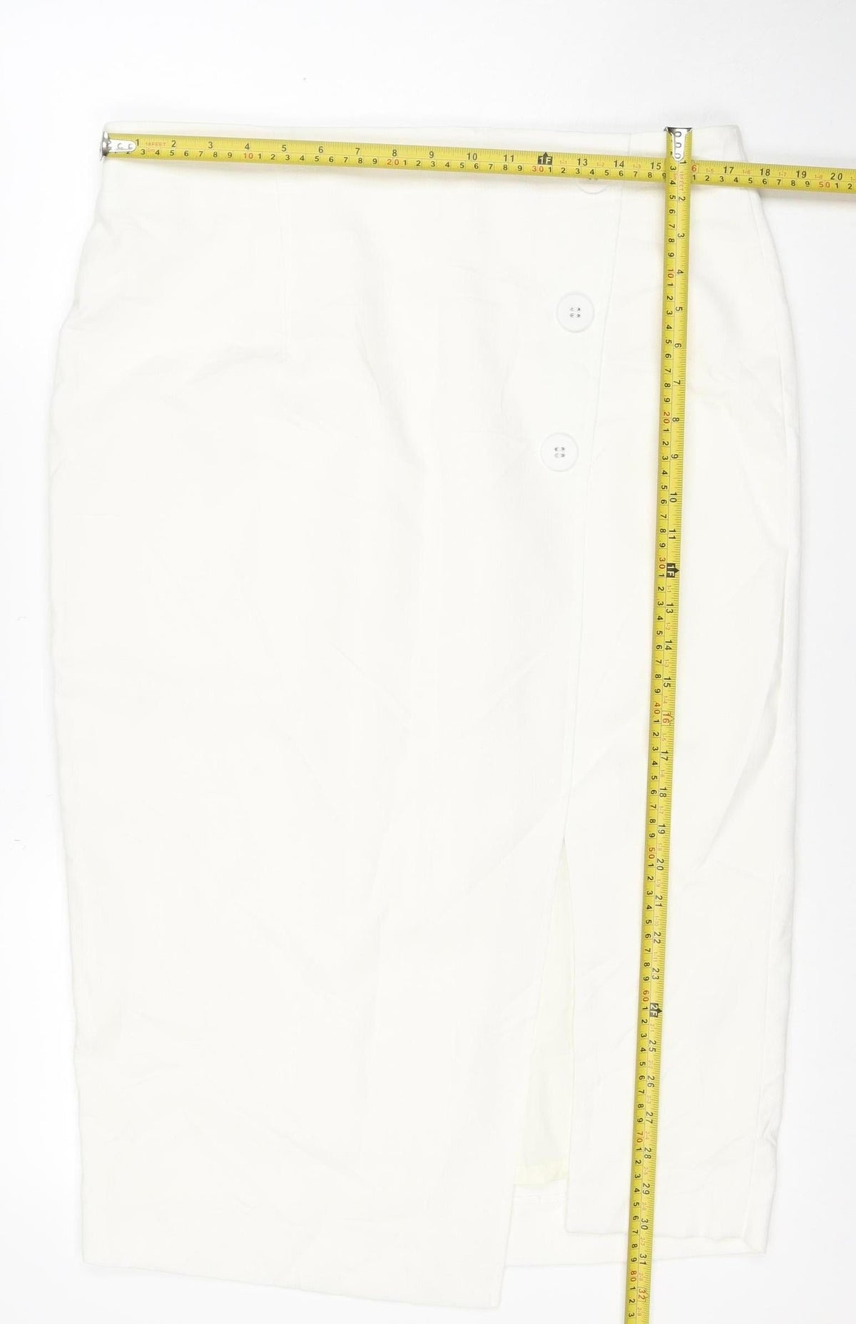 M&S Women White UK 14 Knee Length Wrap Button Skirt