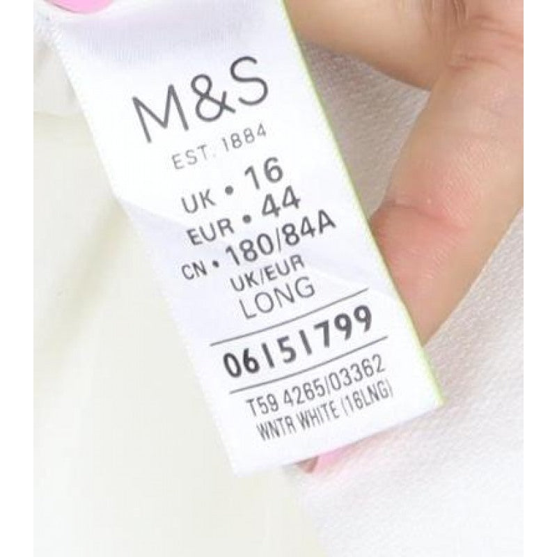 M&S Women White UK 14 Knee Length Wrap Button Skirt