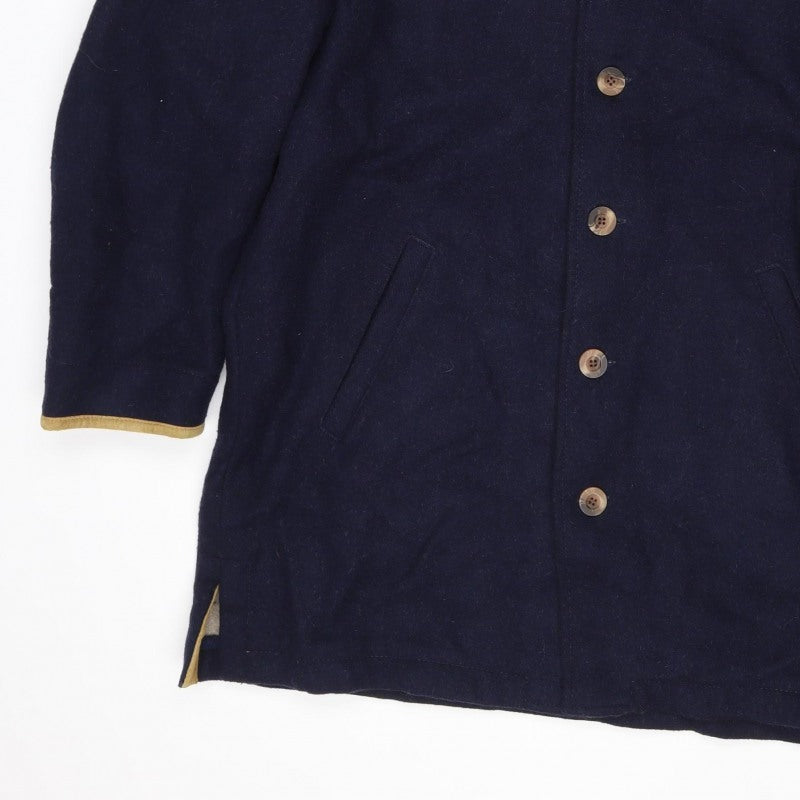 MINE Mens Blue Wool Blend Pea Coat Size M Buttoned Classic Jacket