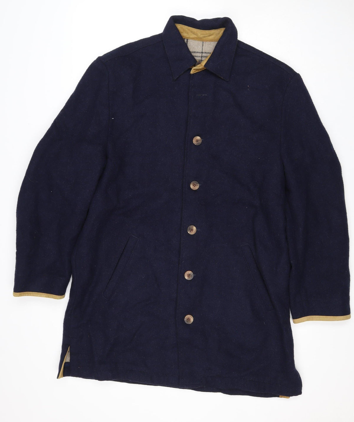 MINE Mens Blue Wool Blend Pea Coat Size M Buttoned Classic Jacket