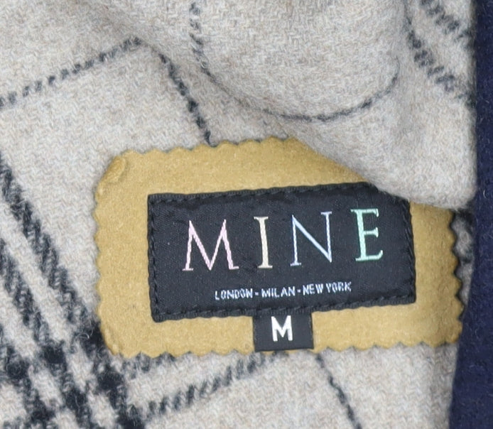 MINE Mens Blue Wool Blend Pea Coat Size M Buttoned Classic Jacket