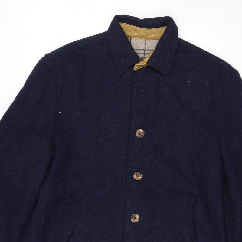 MINE Mens Blue Wool Blend Pea Coat Size M Buttoned Classic Jacket