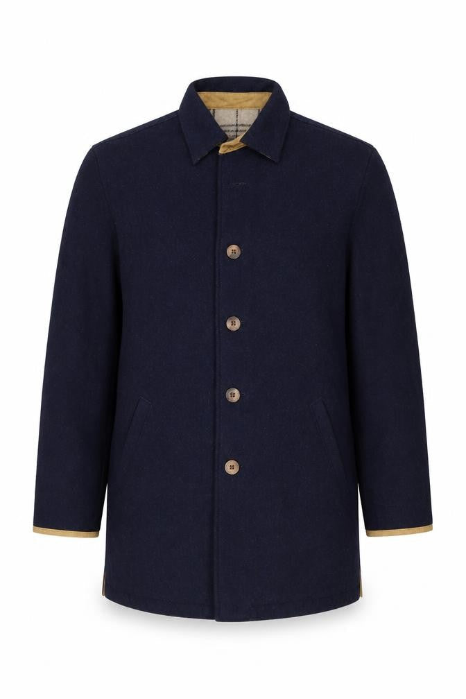 MINE Mens Blue Wool Blend Pea Coat Size M Buttoned Classic Jacket