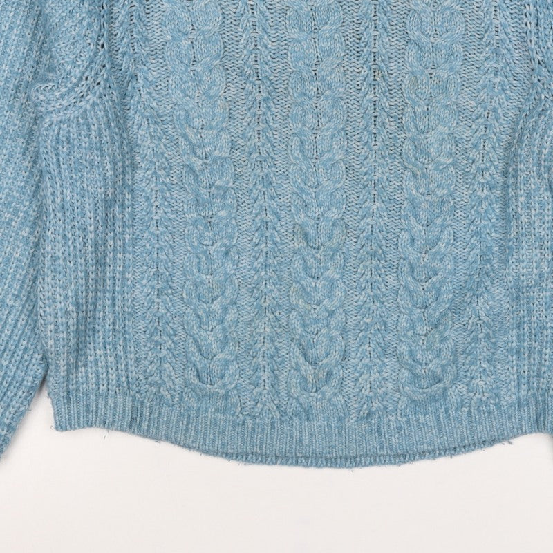 Jack Wills Women Blue UK 12 Cable Knit Crew Neck Raglan Jumper