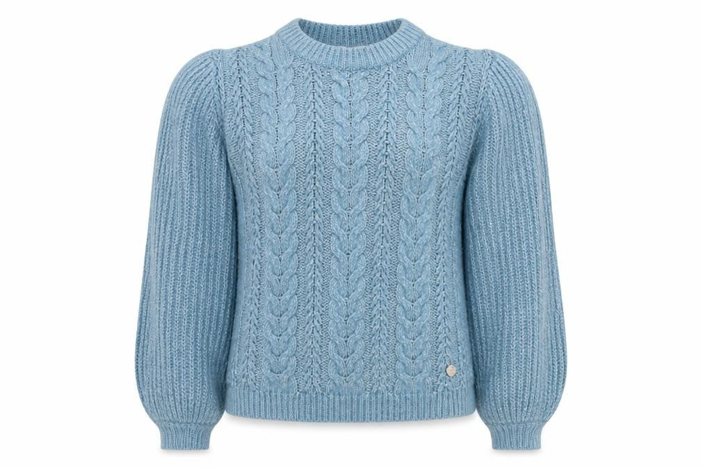 Jack Wills Women Blue UK 12 Cable Knit Crew Neck Raglan Jumper