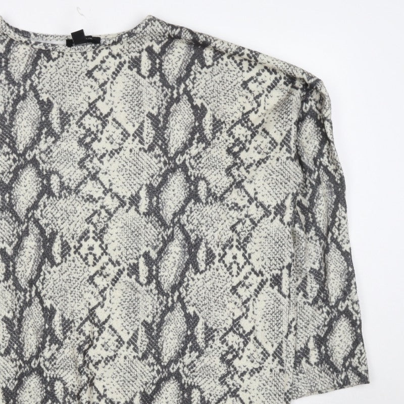 New Look Women Ivory Snake Print Relaxed Short Sleeve Top M