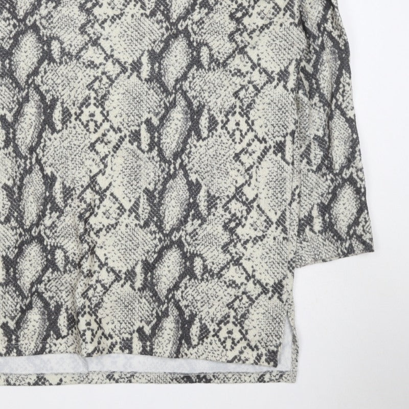 New Look Women Ivory Snake Print Relaxed Short Sleeve Top M