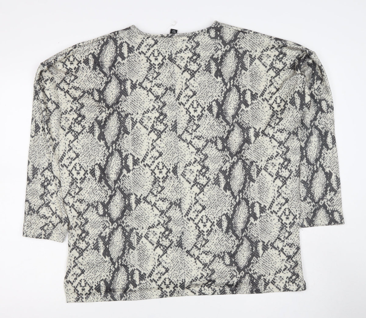 New Look Women Ivory Snake Print Relaxed Short Sleeve Top M