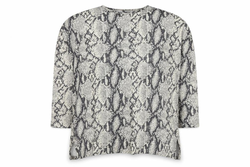 New Look Women Ivory Snake Print Relaxed Short Sleeve Top M