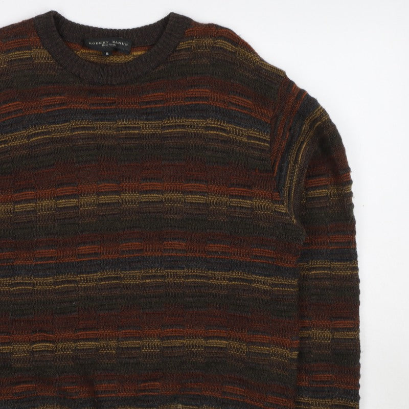 Robert Banks Men's Multicoloured Striped Ramie Cotton Pullover Jumper S