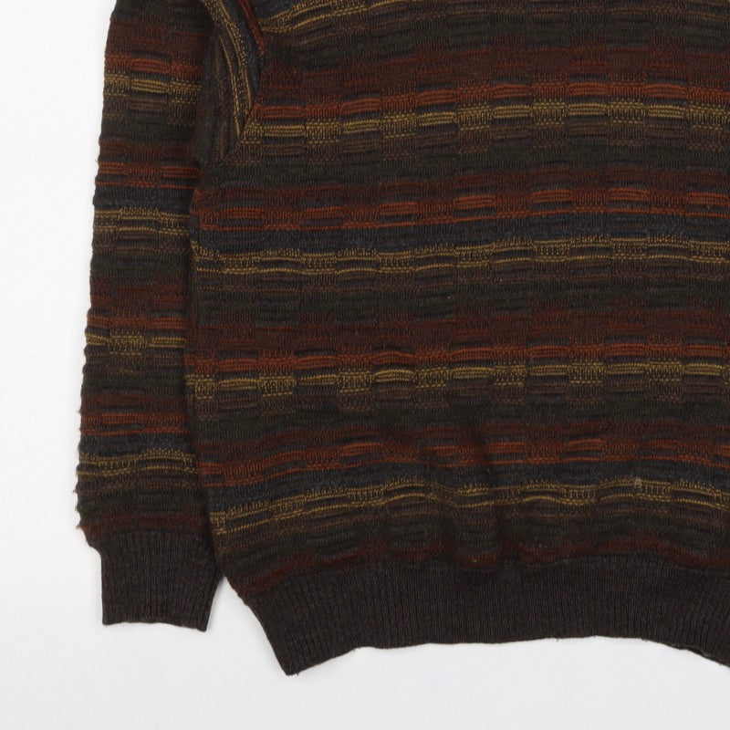 Robert Banks Men's Multicoloured Striped Ramie Cotton Pullover Jumper S