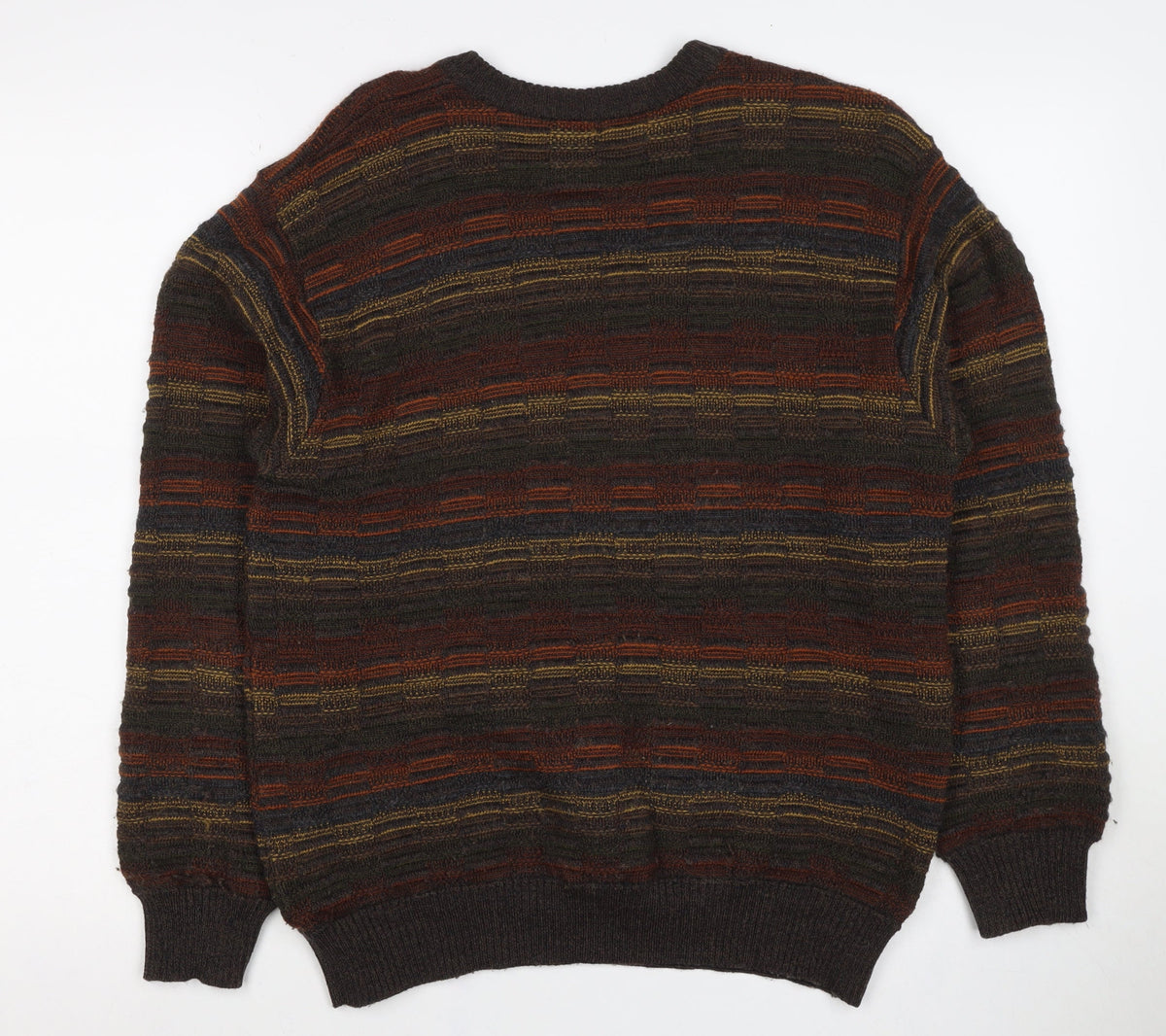 Robert Banks Men's Multicoloured Striped Ramie Cotton Pullover Jumper S