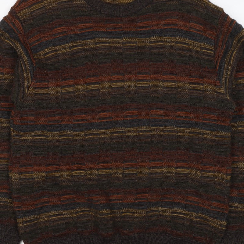 Robert Banks Men's Multicoloured Striped Ramie Cotton Pullover Jumper S