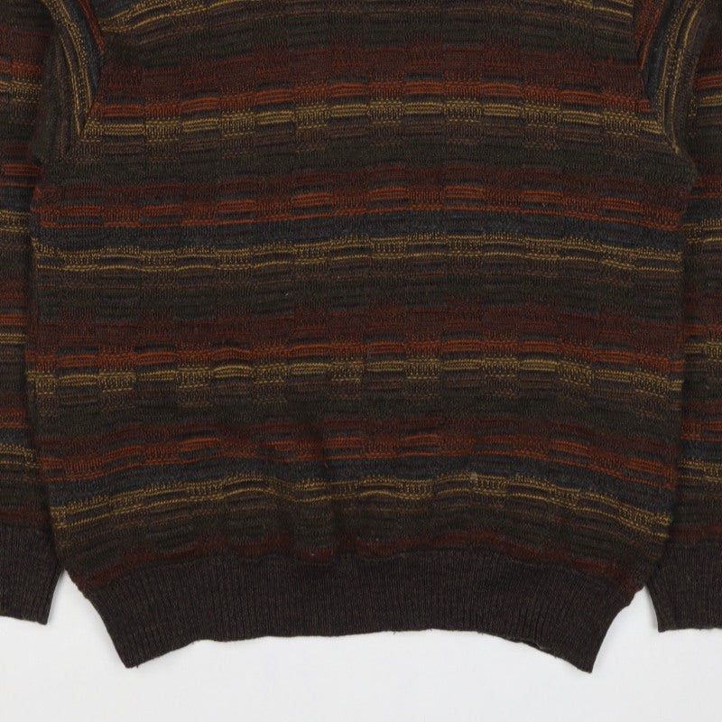 Robert Banks Men's Multicoloured Striped Ramie Cotton Pullover Jumper S