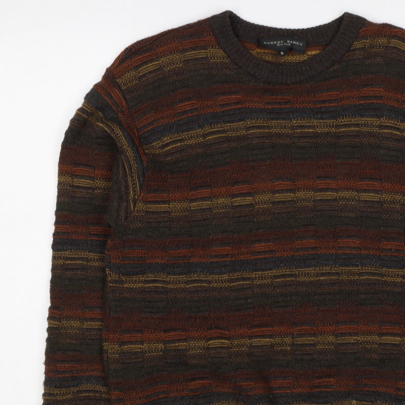 Robert Banks Men's Multicoloured Striped Ramie Cotton Pullover Jumper S