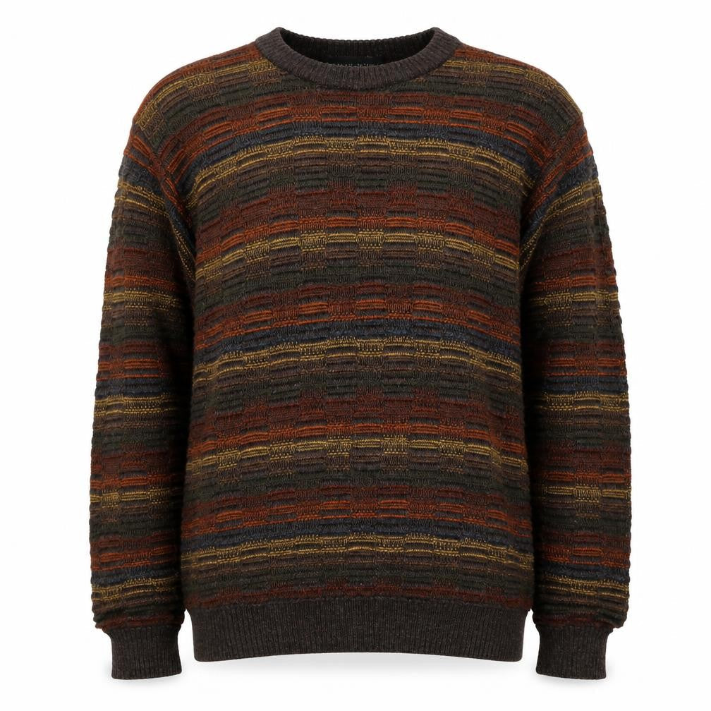 Robert Banks Men's Multicoloured Striped Ramie Cotton Pullover Jumper S