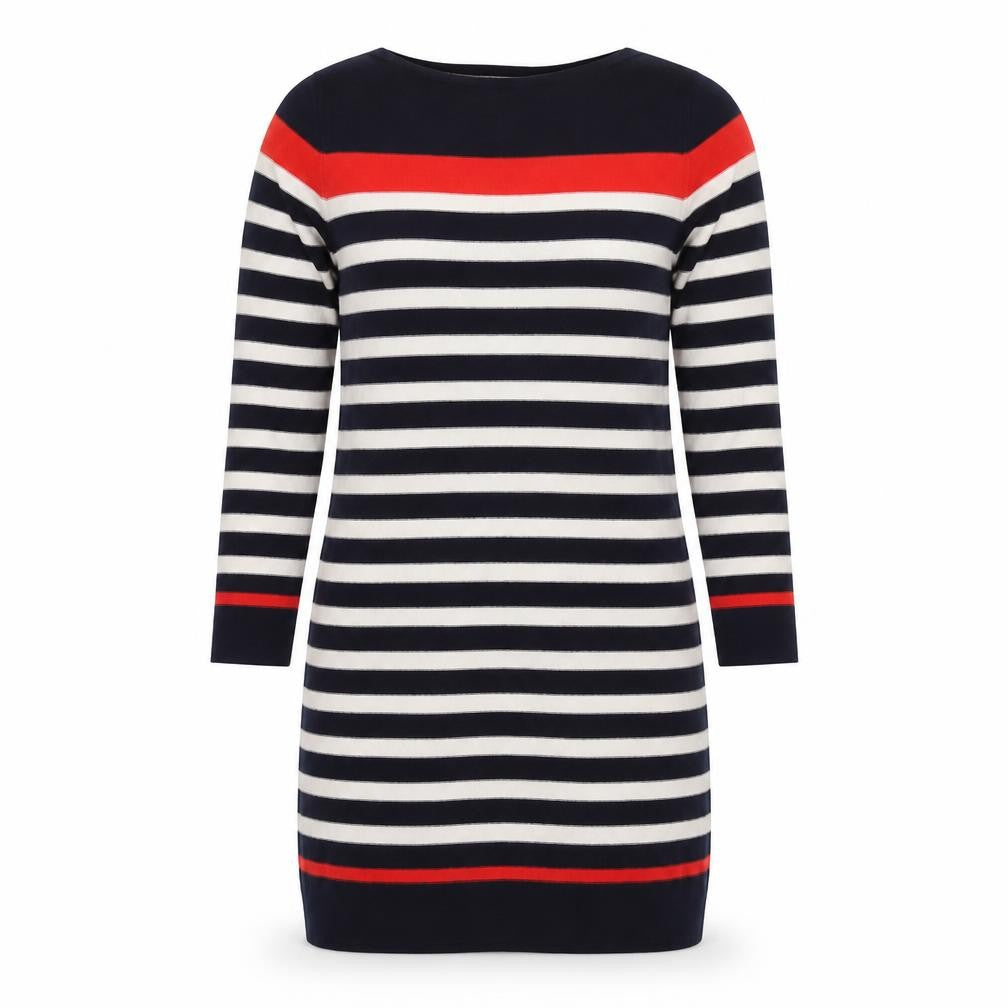 White Stuff Women’s Size 10 Navy Stripe Cotton Knit Jumper Dress