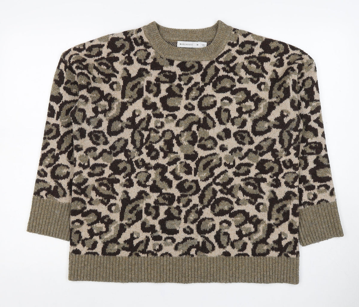 Warehouse Women’s Multicoloured Leopard Print Knit Jumper Size M
