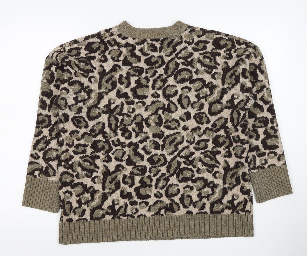 Warehouse Women’s Multicoloured Leopard Print Knit Jumper Size M