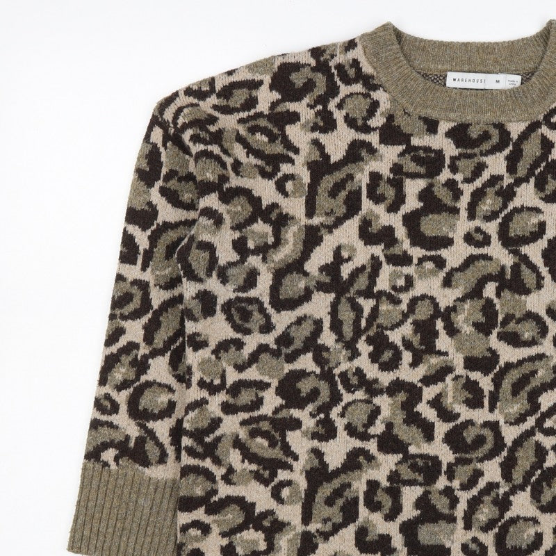 Warehouse Women’s Multicoloured Leopard Print Knit Jumper Size M