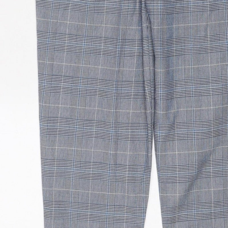 WHBM Women’s Blue Check Stretch Trousers UK 6 Regular