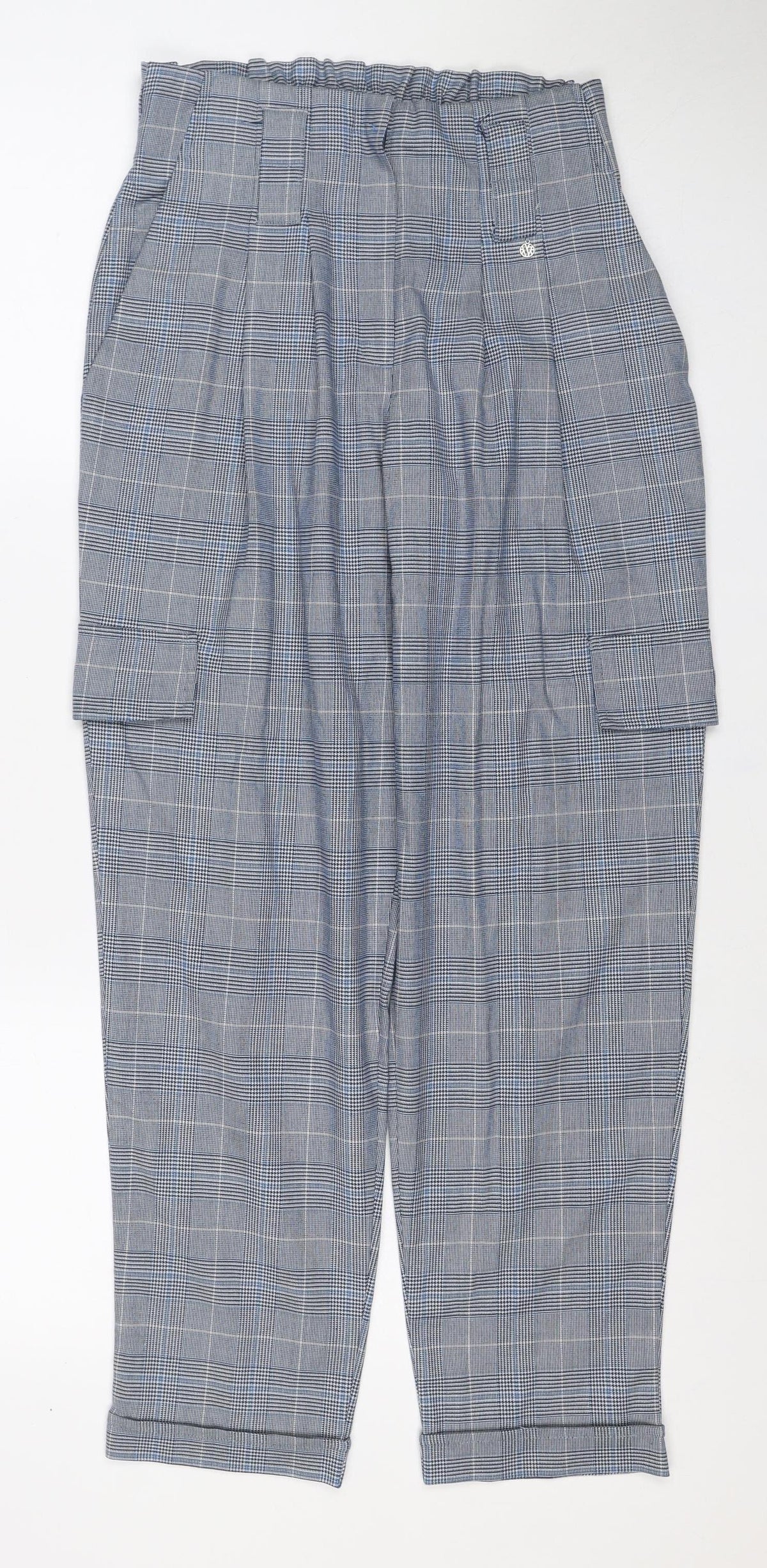 WHBM Women’s Blue Check Stretch Trousers UK 6 Regular