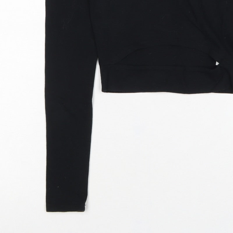 Hollister Women’s Black S Cropped Scoop Neck Stretch Long Sleeve T-Shirt