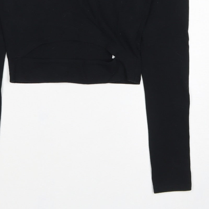 Hollister Women’s Black S Cropped Scoop Neck Stretch Long Sleeve T-Shirt