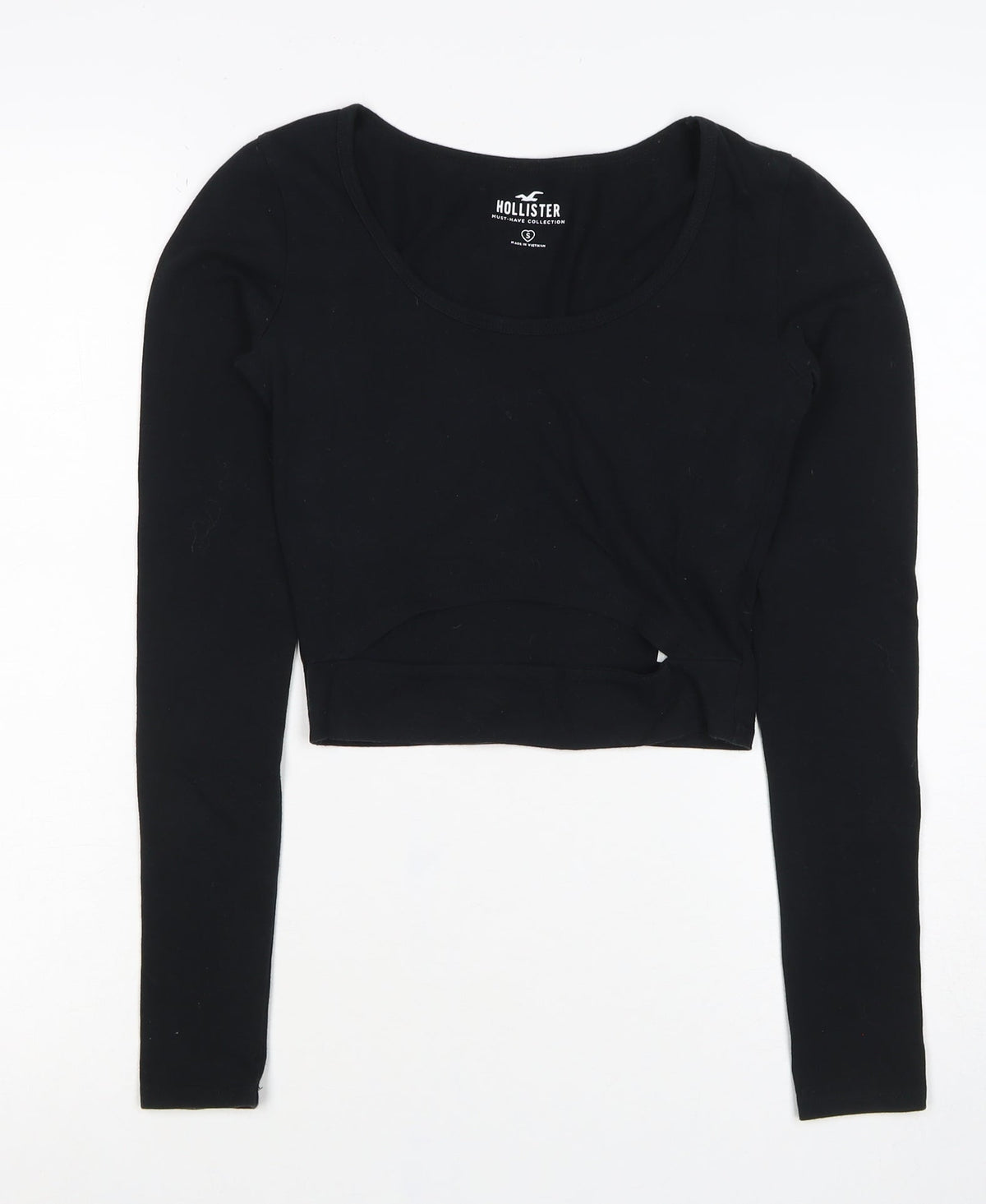 Hollister Women’s Black S Cropped Scoop Neck Stretch Long Sleeve T-Shirt