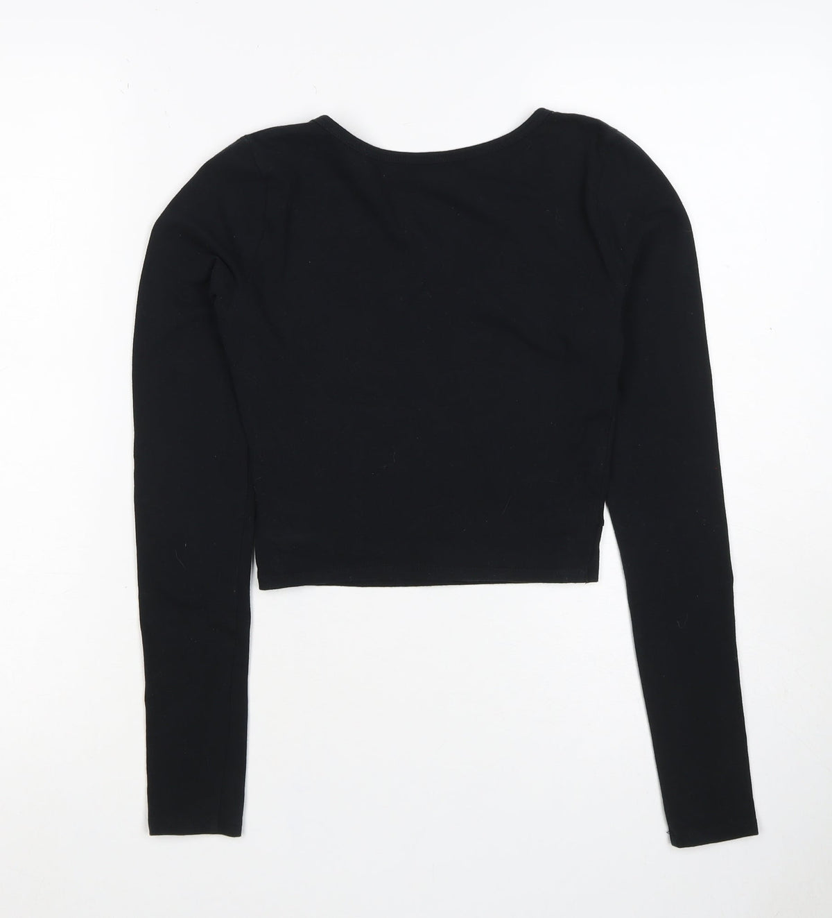 Hollister Women’s Black S Cropped Scoop Neck Stretch Long Sleeve T-Shirt