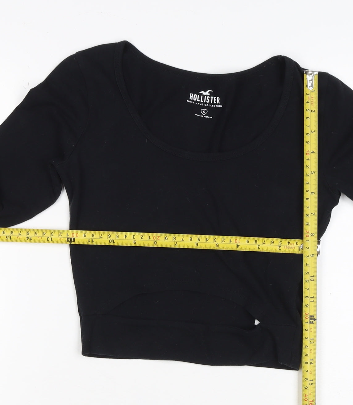 Hollister Women’s Black S Cropped Scoop Neck Stretch Long Sleeve T-Shirt