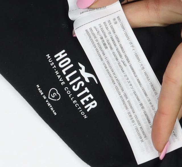 Hollister Women’s Black S Cropped Scoop Neck Stretch Long Sleeve T-Shirt