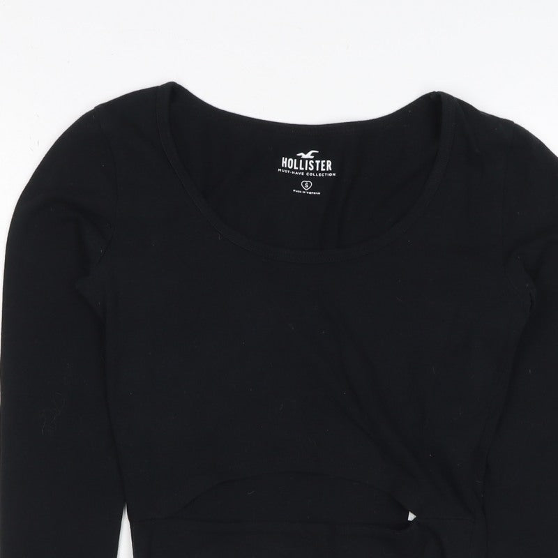 Hollister Women’s Black S Cropped Scoop Neck Stretch Long Sleeve T-Shirt