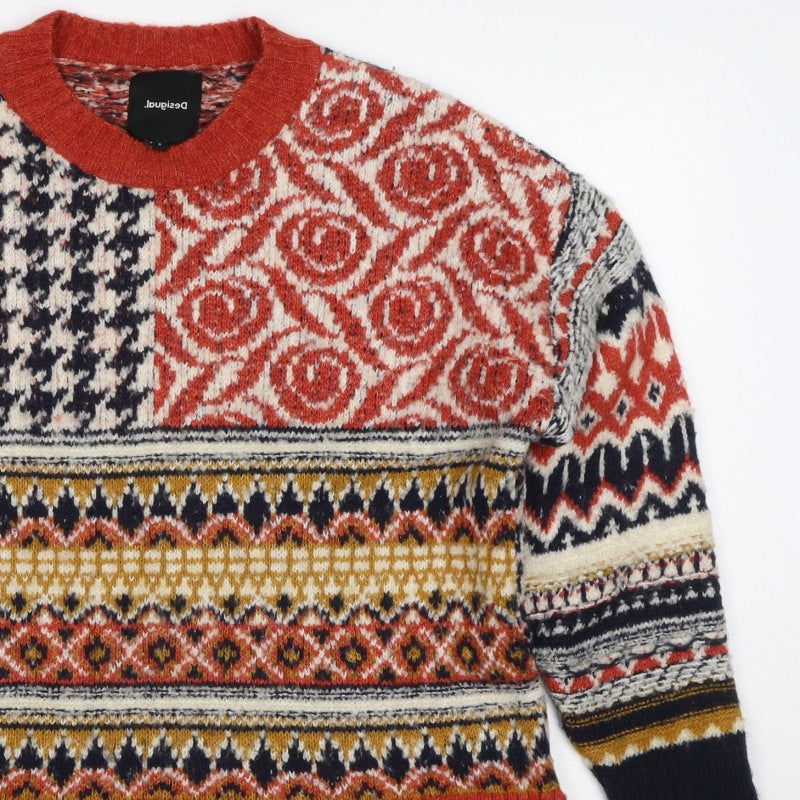 Desigual Women Multicoloured S Fair Isle Knit Pullover Jumper