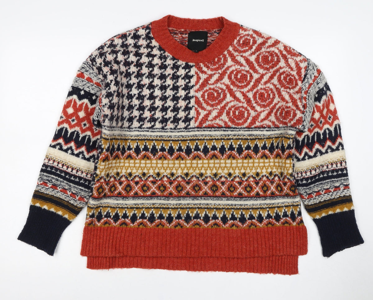 Desigual Women Multicoloured S Fair Isle Knit Pullover Jumper