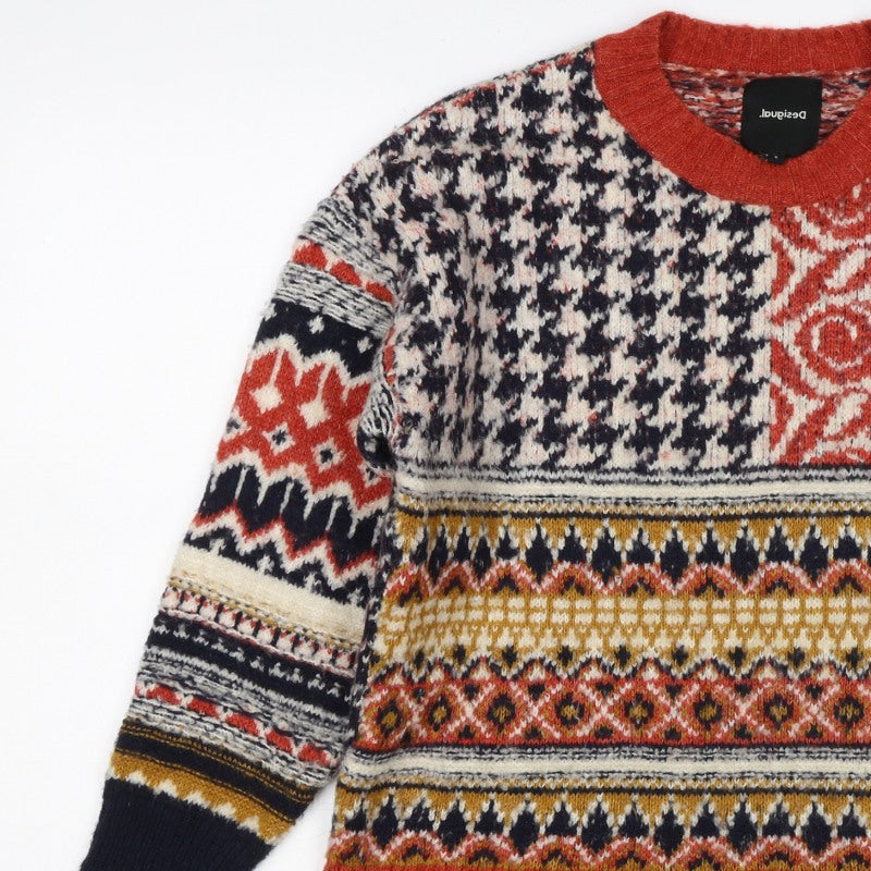 Desigual Women Multicoloured S Fair Isle Knit Pullover Jumper