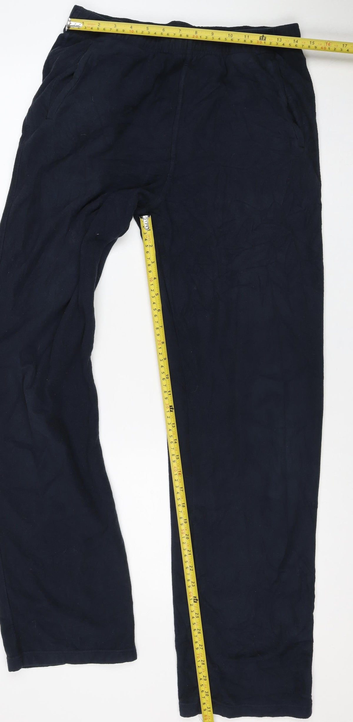 Marks and Spencer Mens Navy L Track Pants Elastic Waist 35in Leg