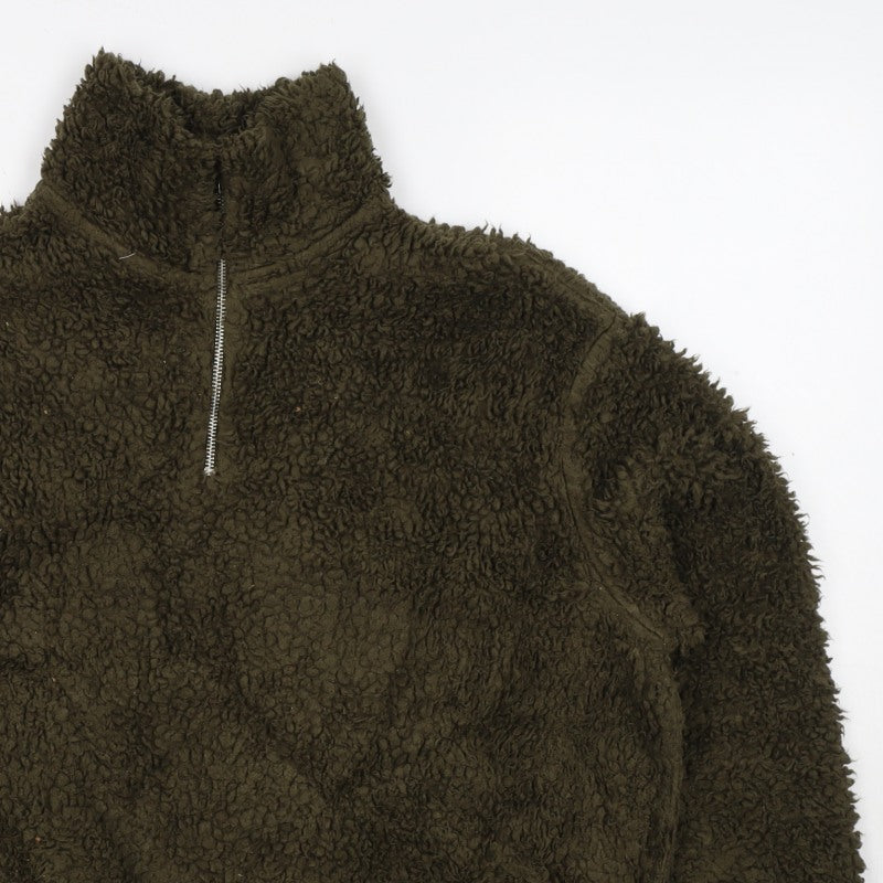 H&M Women's Green S Teddy Fleece Half Zip Pullover Sweatshirt