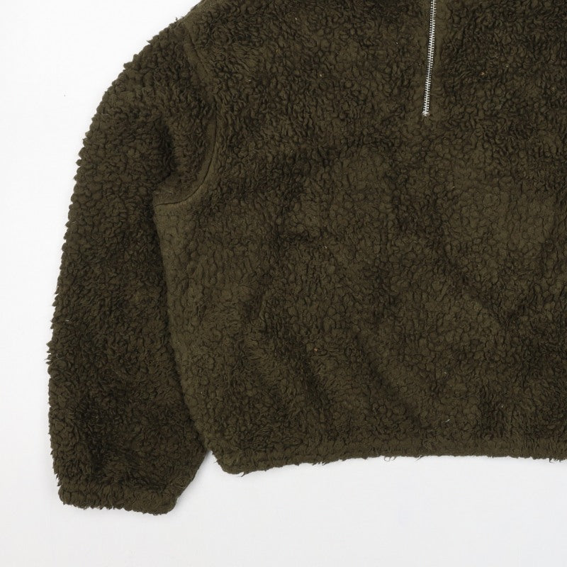 H&M Women's Green S Teddy Fleece Half Zip Pullover Sweatshirt