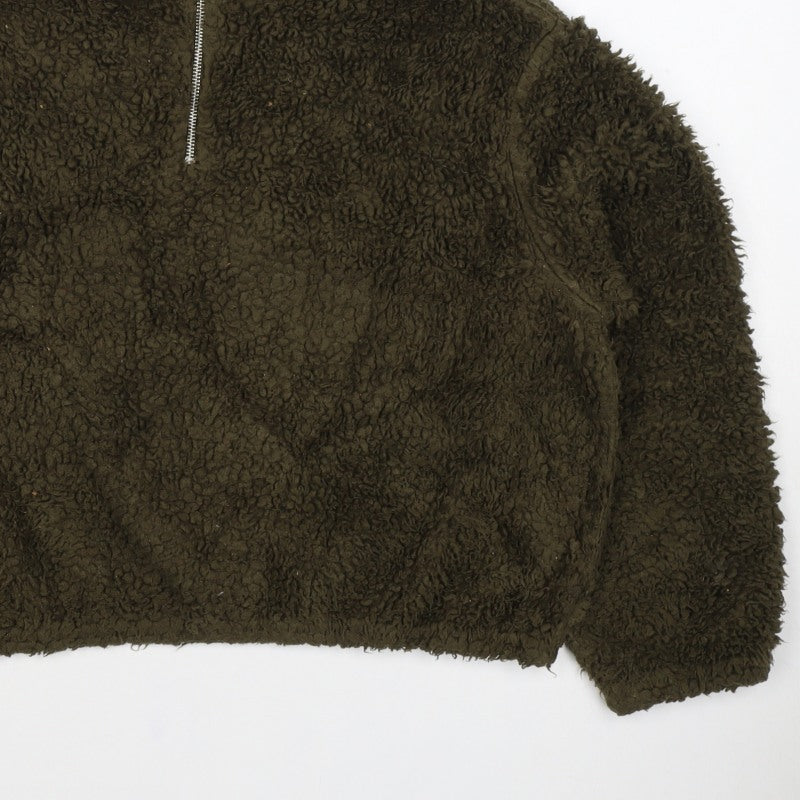 H&M Women's Green S Teddy Fleece Half Zip Pullover Sweatshirt