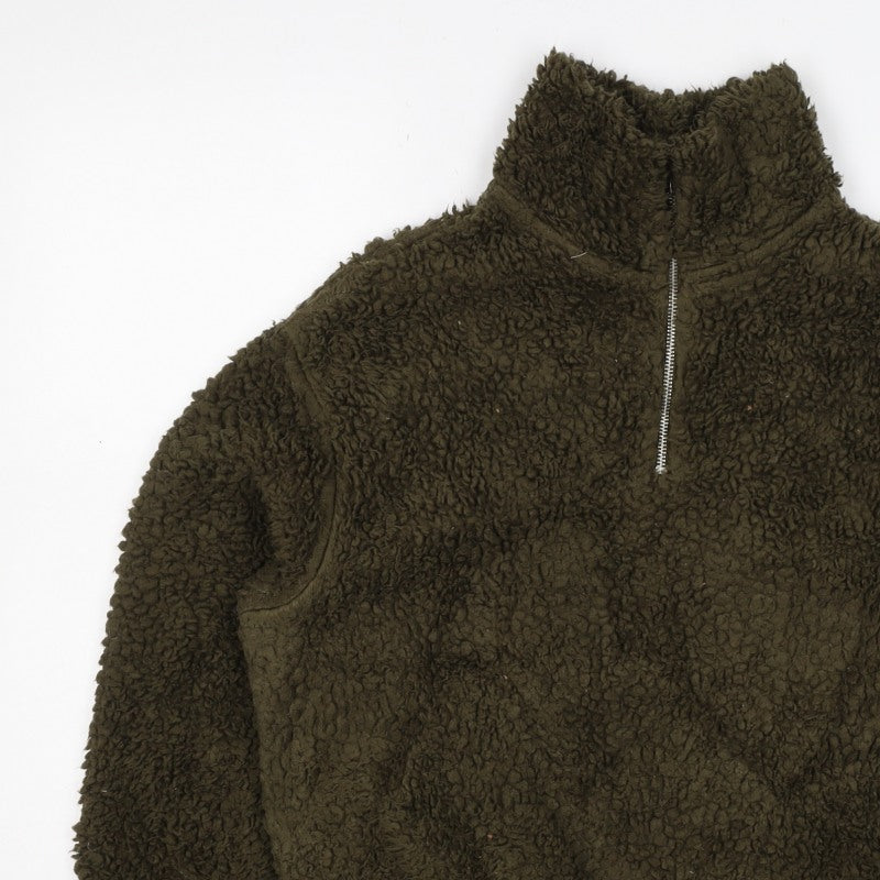 H&M Women's Green S Teddy Fleece Half Zip Pullover Sweatshirt