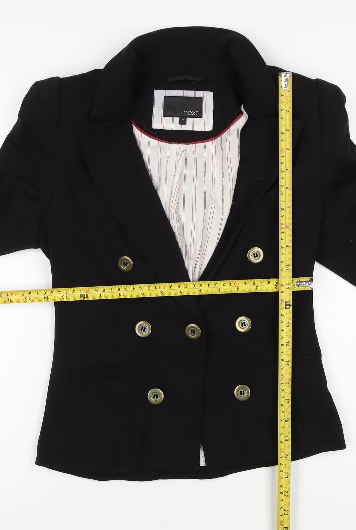 Next Women's Black UK 10 Double-Breasted Peak Lapel Blazer Jacket