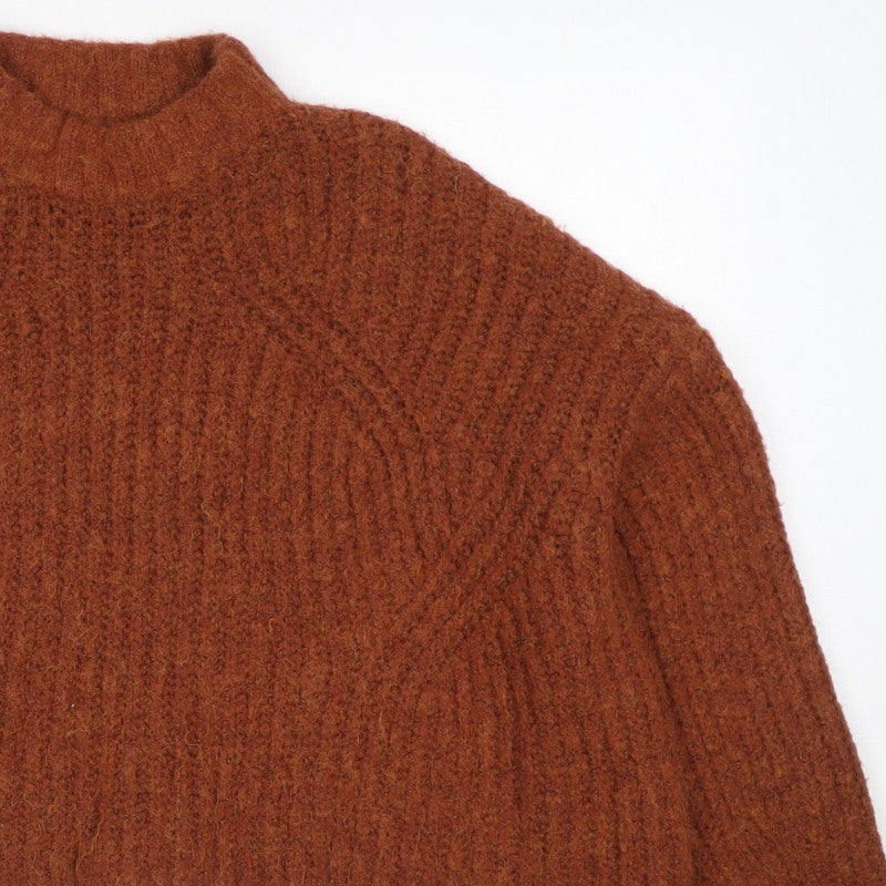 Bershka Women’s Brown Mock Neck Knit Pullover Jumper UK 8