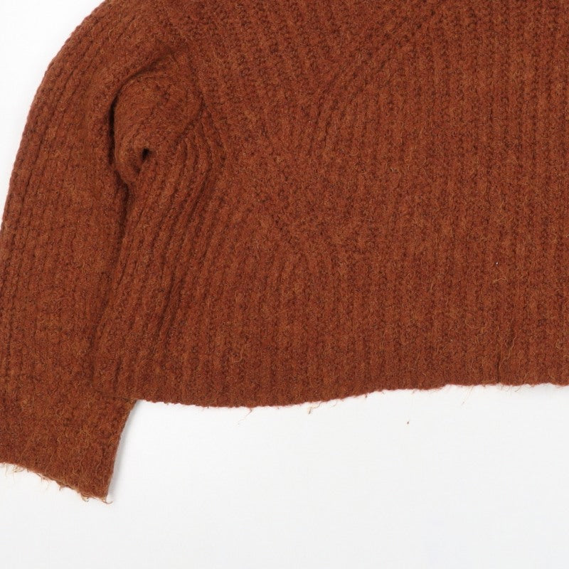 Bershka Women’s Brown Mock Neck Knit Pullover Jumper UK 8