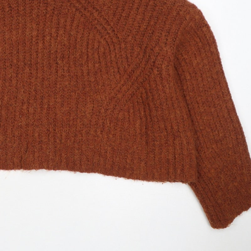 Bershka Women’s Brown Mock Neck Knit Pullover Jumper UK 8