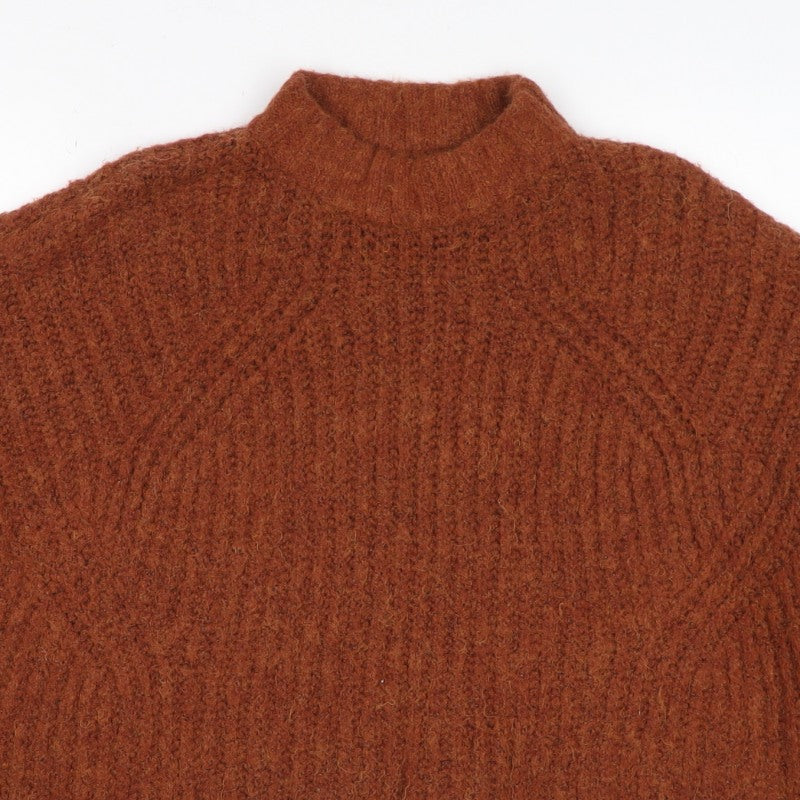 Bershka Women’s Brown Mock Neck Knit Pullover Jumper UK 8
