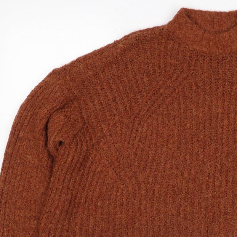 Bershka Women’s Brown Mock Neck Knit Pullover Jumper UK 8